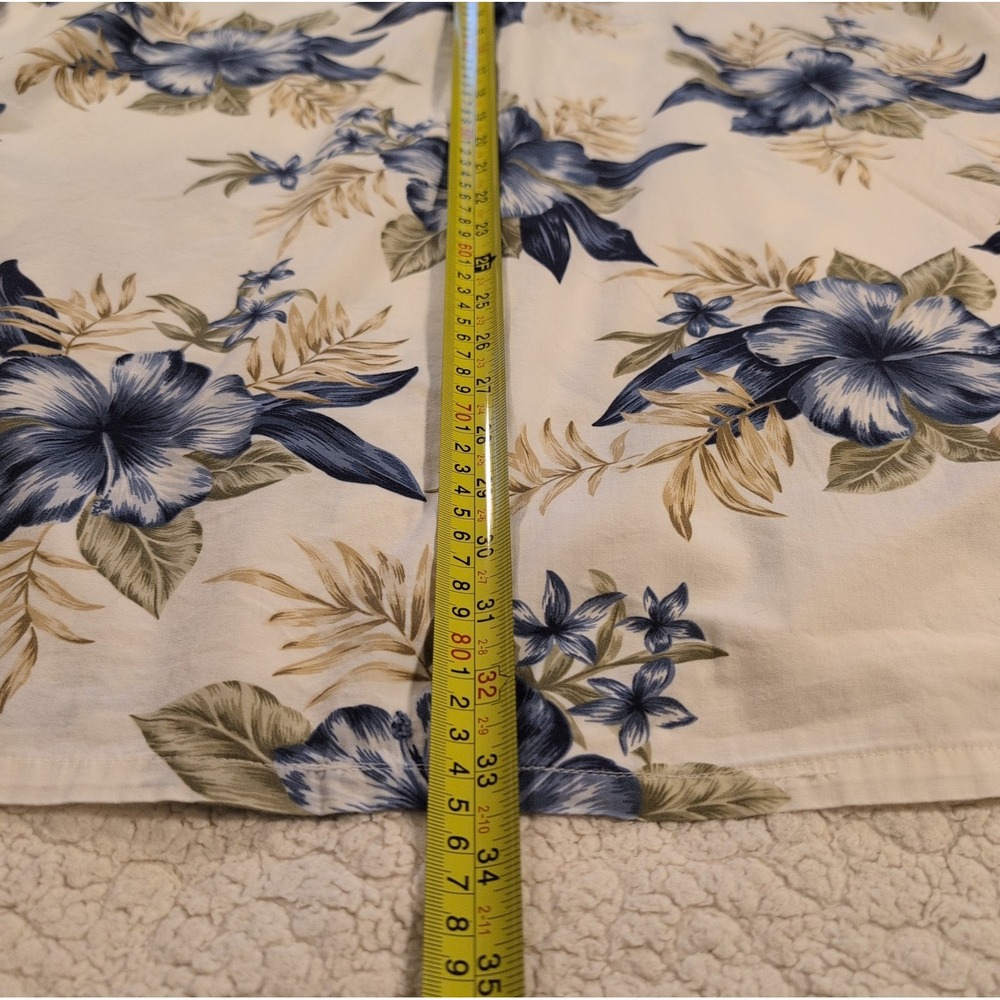 Vintage Pierre Cardin Men's Floral Hawaiian Shirt Blue White Botanical Aloha 2XL - Picture 3 of 8